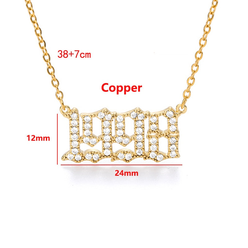 Zircon Birth Year Crystal Letter Pendant Necklace For Women - Afro Fashion Hive