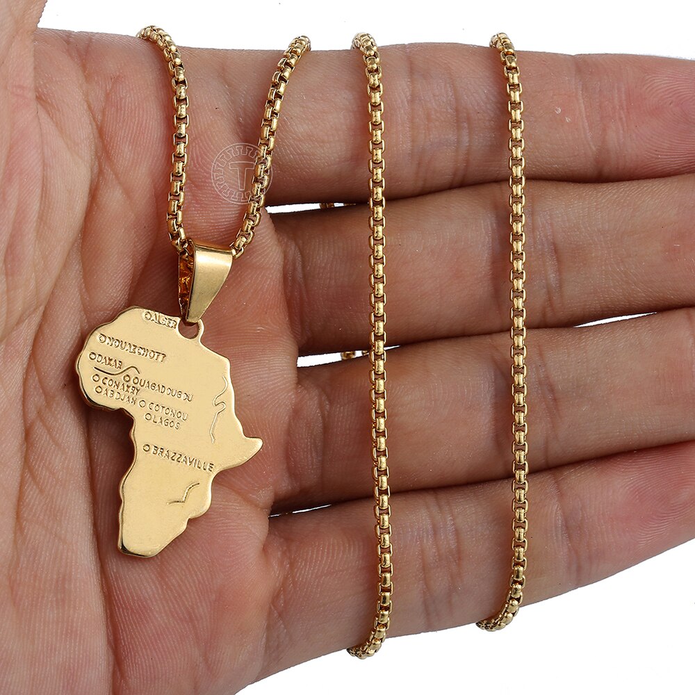 Stainless Steel Punk Africa Map Pendant Necklace for Men Women - Afro Fashion Hive