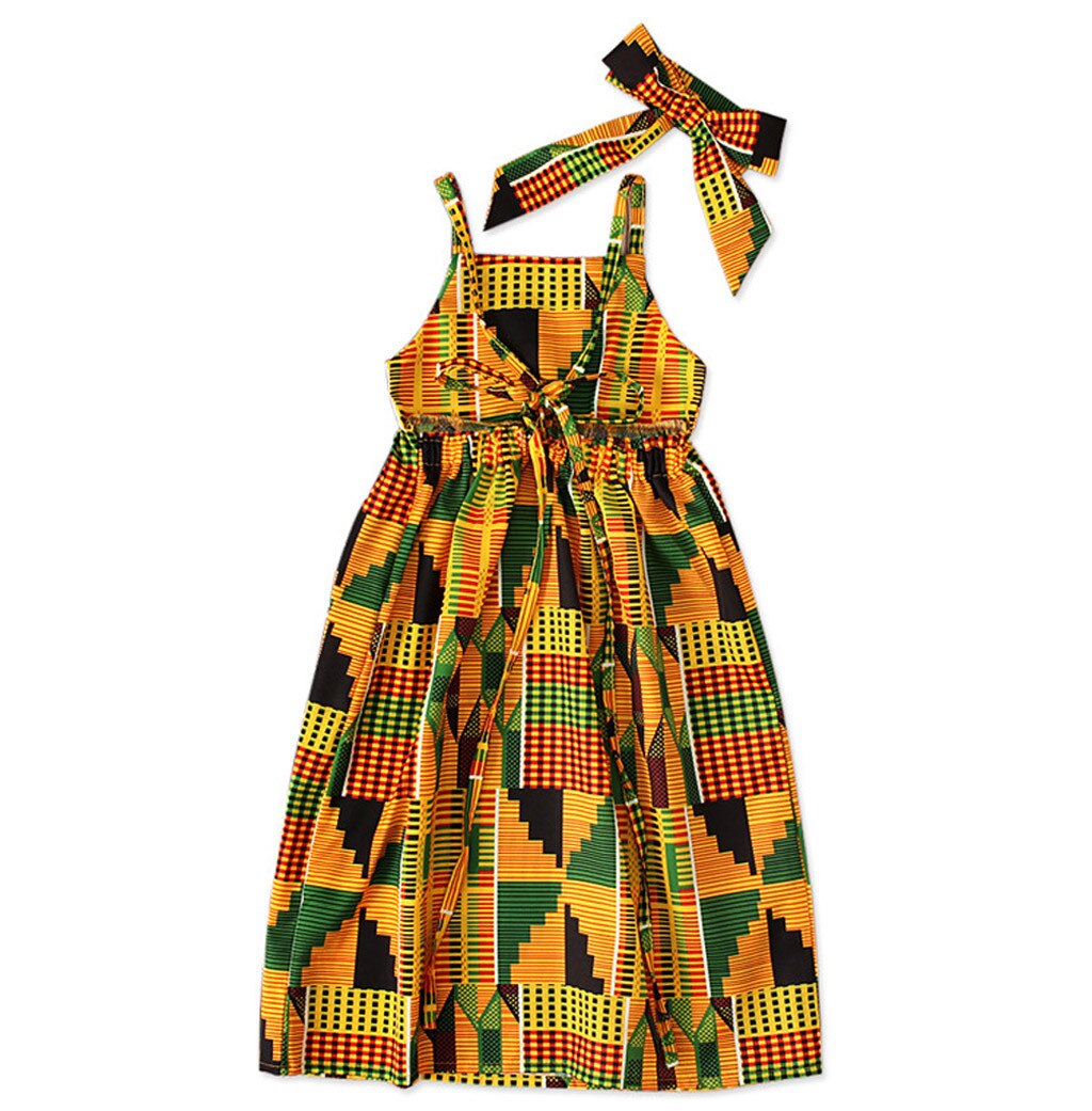 Baby Girl Party African Riche Dashiki Printed Dress With Headband