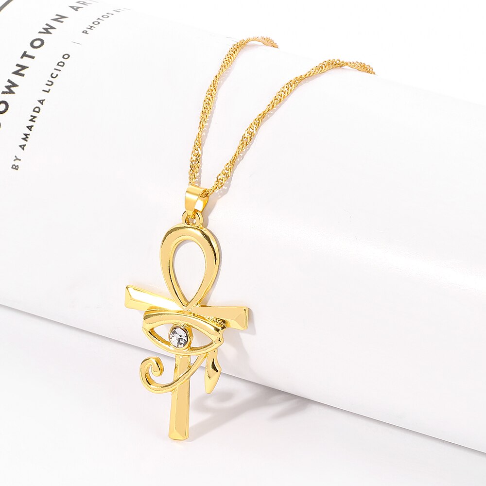 Women Men Egyptian Ankh Cross Amulet Eye Pendant Necklace