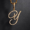 Cursive Letters Name Pendant & Iced Out Cubic Zircon Gold Silver Color Necklace - Afro Fashion Hive