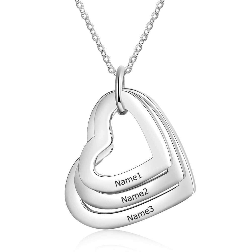 Stainless Steel Heart Engraved Personalized Family Pendants Necklace - Afro Fashion Hive