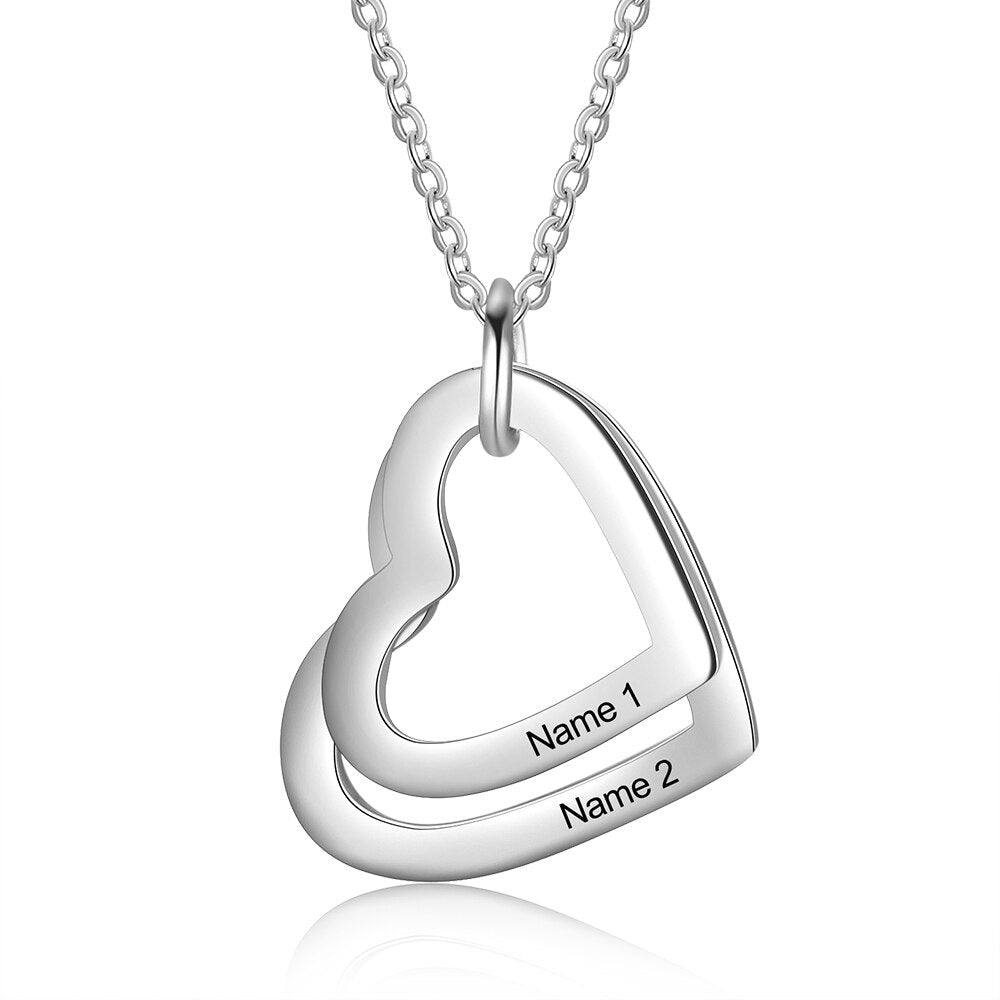 Stainless Steel Heart Engraved Personalized Family Pendants Necklace - Afro Fashion Hive