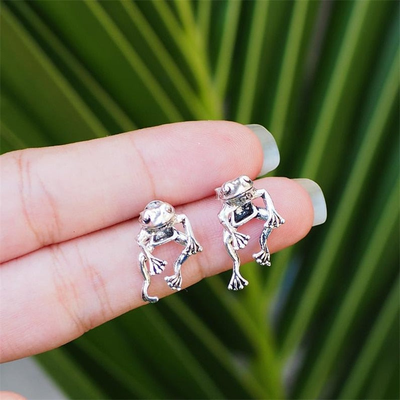 Animal Gothic Stud Copper Metal Cute Frog Earrings For Females - Afro Fashion Hive