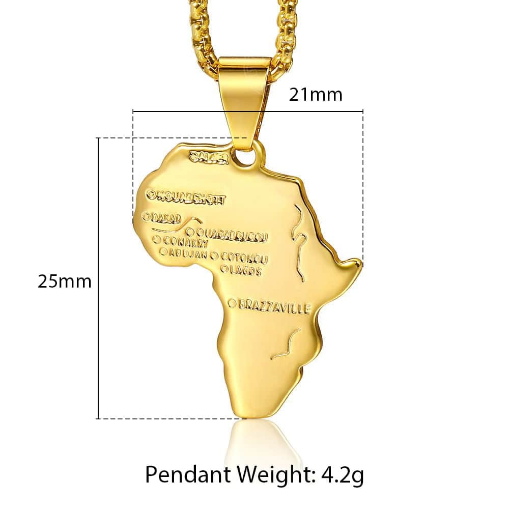 Stainless Steel Punk Africa Map Pendant Necklace for Men Women - Afro Fashion Hive