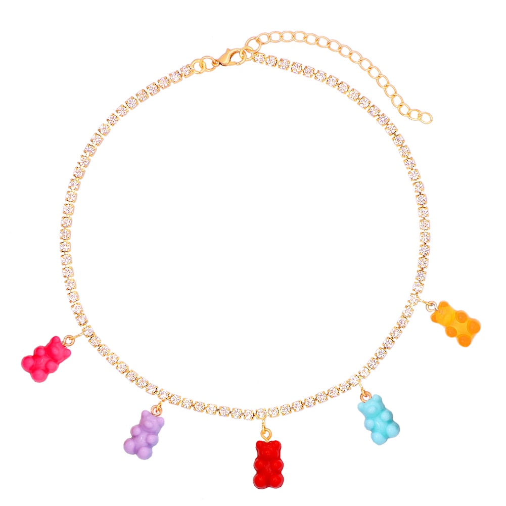 Multicolor Gummy Bear Luxury Crystal Butterfly Pendant Necklace For Women - Afro Fashion Hive