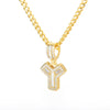 Cubic Zirconia Letters Pendant Iced Out Rock Candy Style Initial Charms Necklace - Afro Fashion Hive