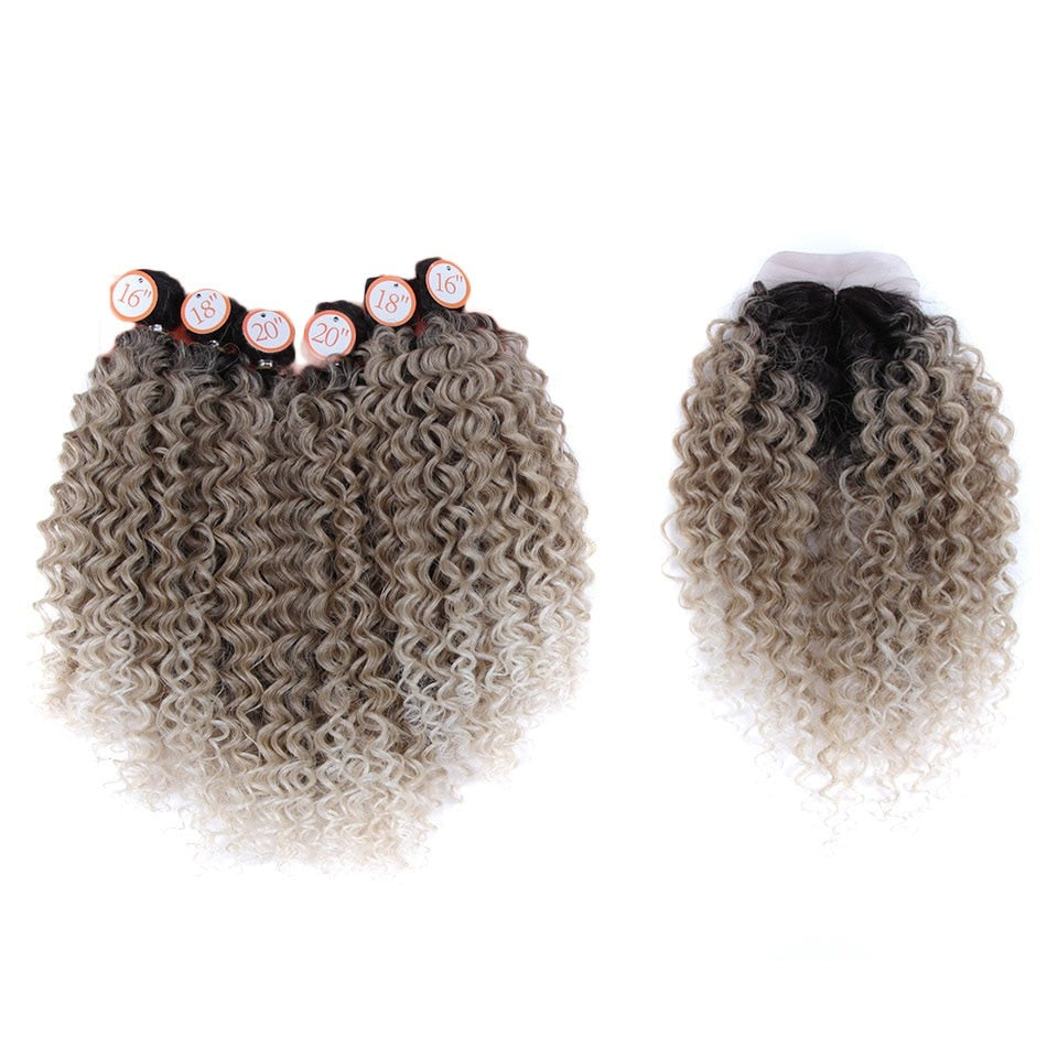 Afro Kinky Curly Bundles With Closure Noble Synthetic Hair Weave - Afro Fashion Hive