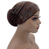 Women's Pleated Turban Cap with Padded Diamonds Design Elastic Headscarf