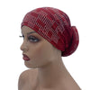 Women's Pleated Turban Cap with Padded Diamonds Design Elastic Headscarf