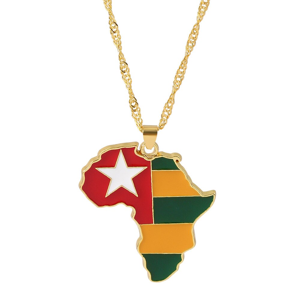 Golden Color Stainless Steel Hip-hop Africa Map Pendant Necklace