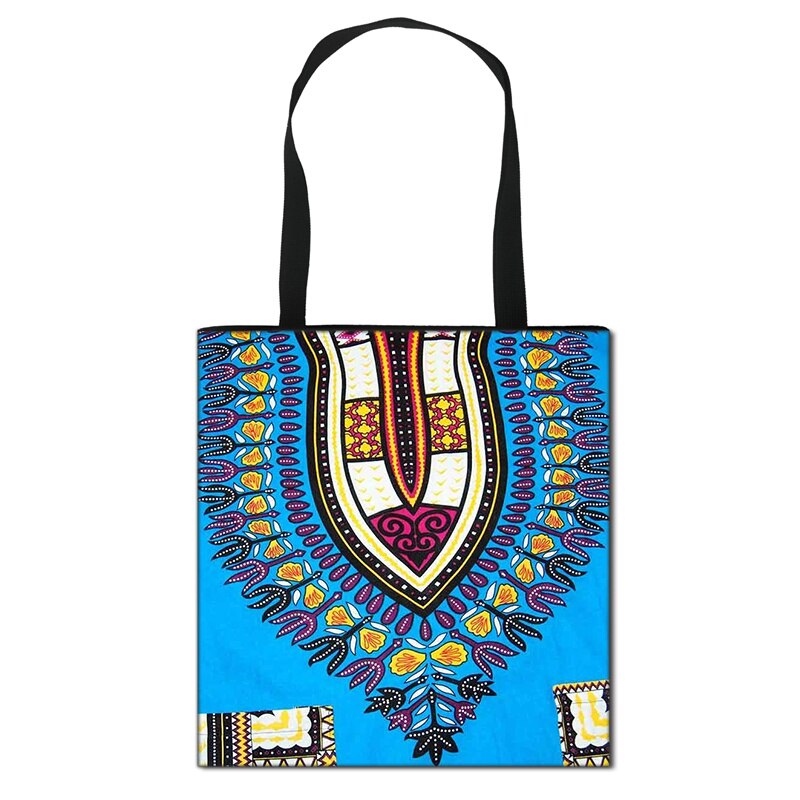 Women'S African Style Canvas Tote Traditional Printing Top-Handle Bag - Afro Fashion Hive