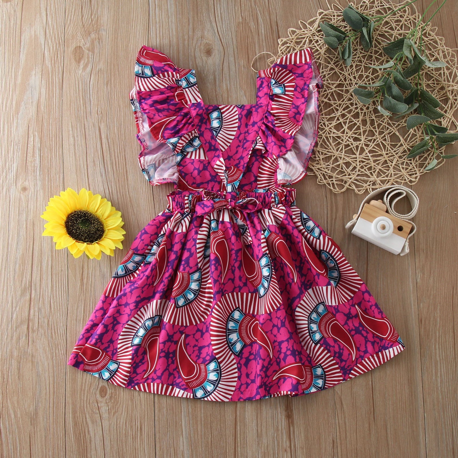 African Traditional Toddler Girls Summer Fly Sleeve Casual Party Dress - Afro Fashion Hive