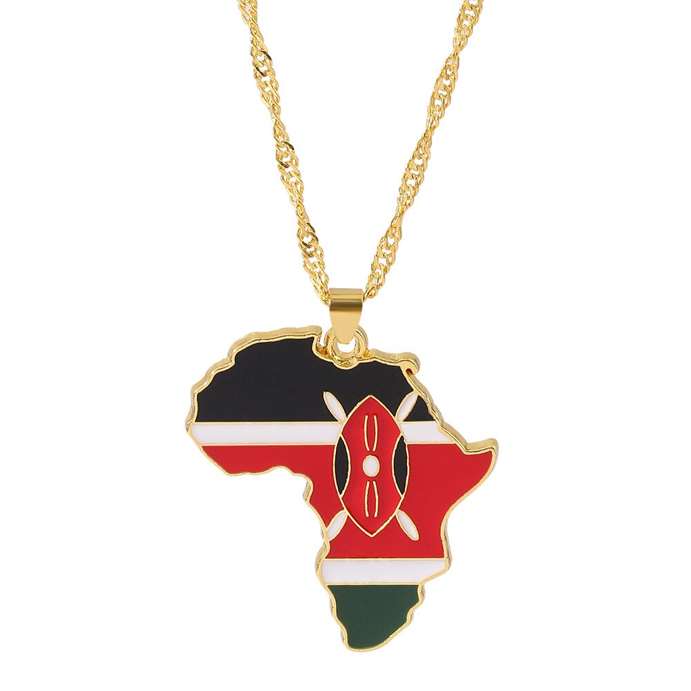 Golden Color Stainless Steel Hip-hop Africa Map Pendant Necklace