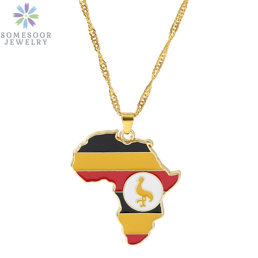 Golden Color Stainless Steel Hip-hop Africa Map Pendant Necklace