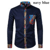 African Patchwork Pocket Print Ankara Style Long Sleeve Men's Shirt - Afro Fashion Hive