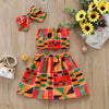 Toddler Baby Girls Summer African Style Vest Tops Dashiki Skirts Headband Ankara Outfits