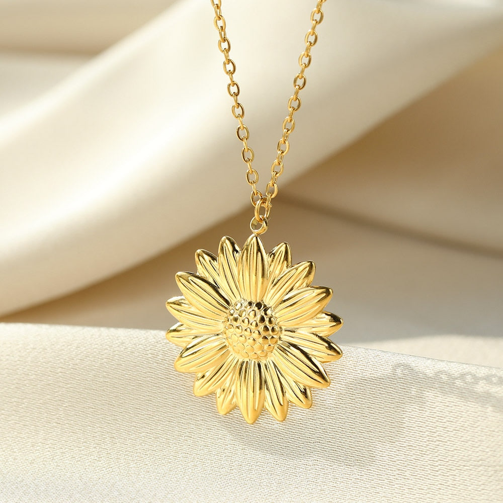 You Are My Sunshine Open Locket Sunflower Pendant Necklace - Afro Fashion Hive