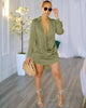 Elegant Shirt Deep V Neck Long Sleeve Slim Mini Dress For Women - Afro Fashion Hive