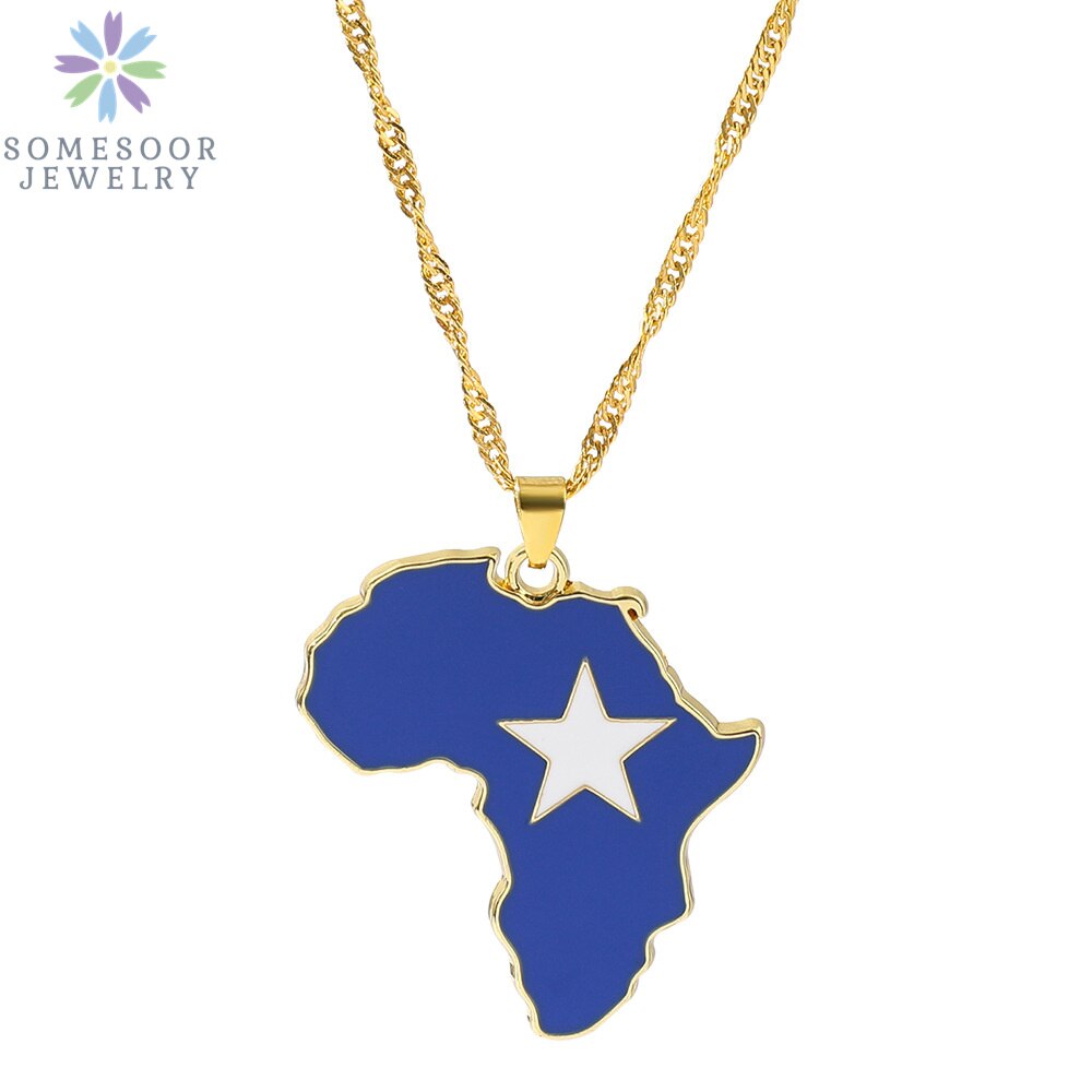 Golden Color Stainless Steel Hip-hop Africa Map Pendant Necklace