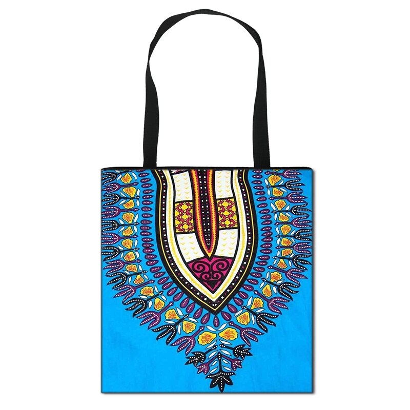 Women'S African Style Canvas Tote Traditional Printing Top-Handle Bag - Afro Fashion Hive