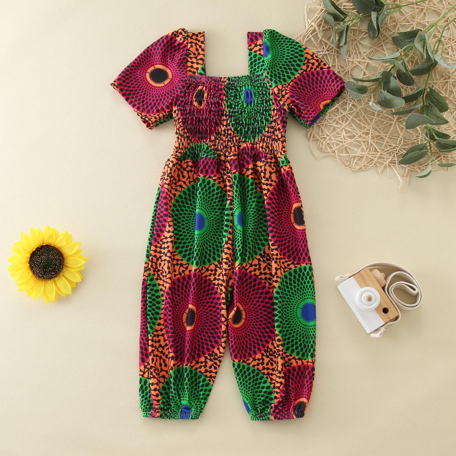 Kid's Summer African Print Romper Bohemian Jumpsuit Dress - Afro Fashion Hive