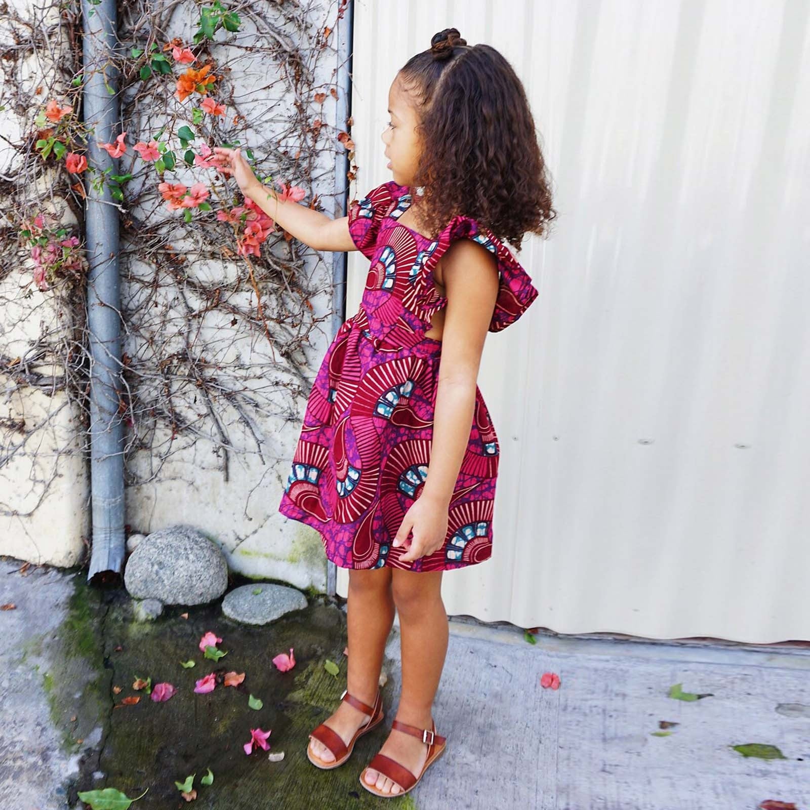 African Traditional Toddler Girls Summer Fly Sleeve Casual Party Dress - Afro Fashion Hive