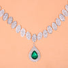 Women Green Water Drop Rhinestone Exquisite Round Crystal Necklace Set