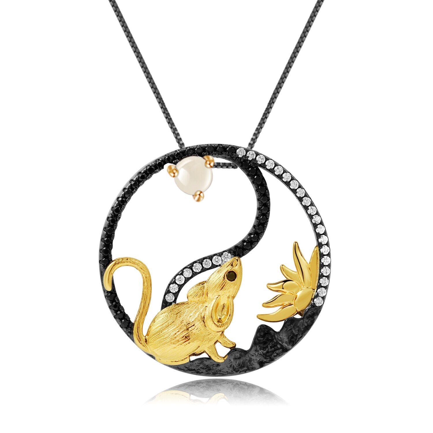 African Natural Chinese Zodiac Rat Pendant Necklace - Afro Fashion Hive