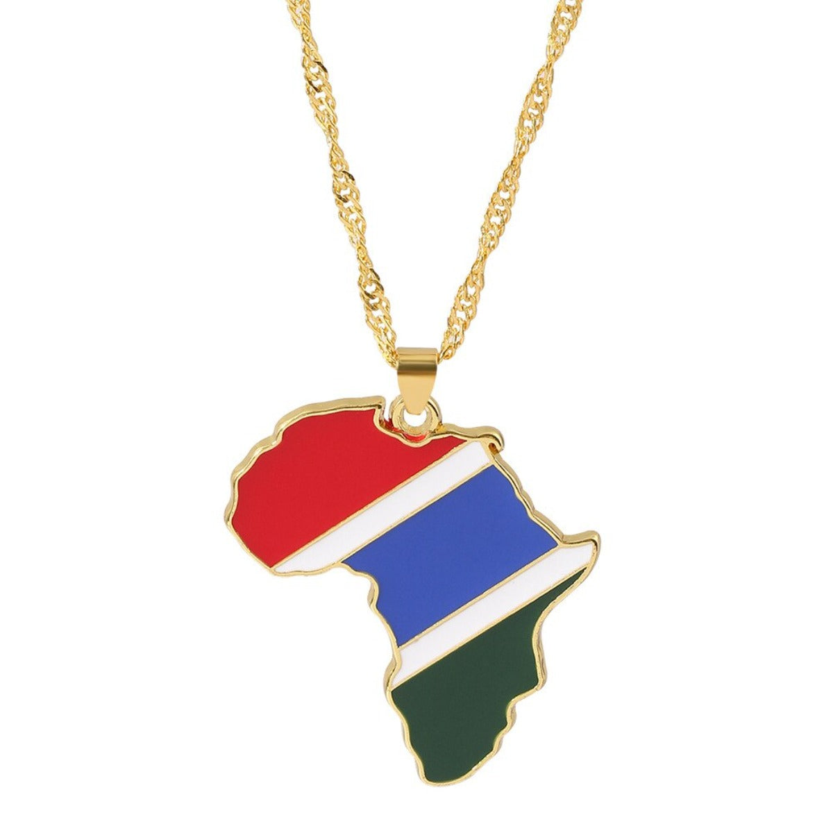 Golden Color Stainless Steel Hip-hop Africa Map Pendant Necklace