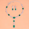 Women Luxury Green Crystal African Square Drop Jewelry Set