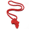 Tribal Ethnic African Motherland Map Wooden Beads Pendant Necklace