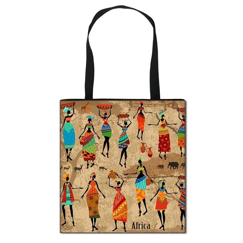 Women'S African Style Canvas Tote Traditional Printing Top-Handle Bag - Afro Fashion Hive