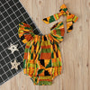 Toddler African Print Off Shoulder O Neck Romper + Headband Set - Afro Fashion Hive