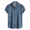 Men's Floral Summer Short Sleeve Cotton-Linen African Shirt - Afro Fashion Hive