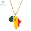 Golden Color Stainless Steel Hip-hop Africa Map Pendant Necklace