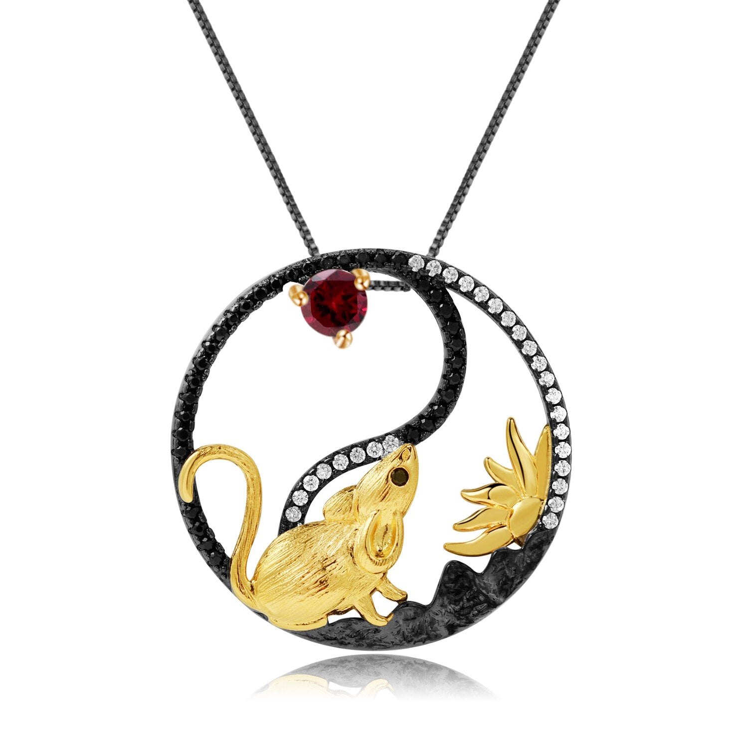 African Natural Chinese Zodiac Rat Pendant Necklace - Afro Fashion Hive