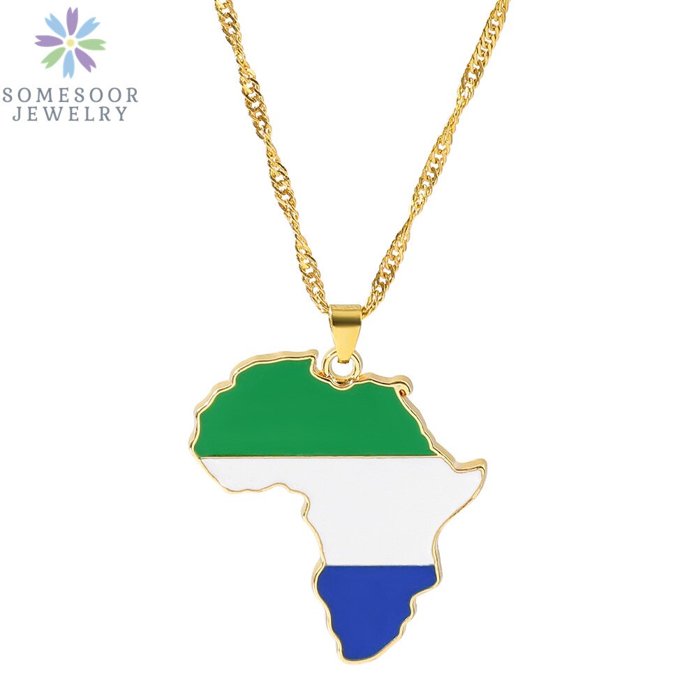 Golden Color Stainless Steel Hip-hop Africa Map Pendant Necklace