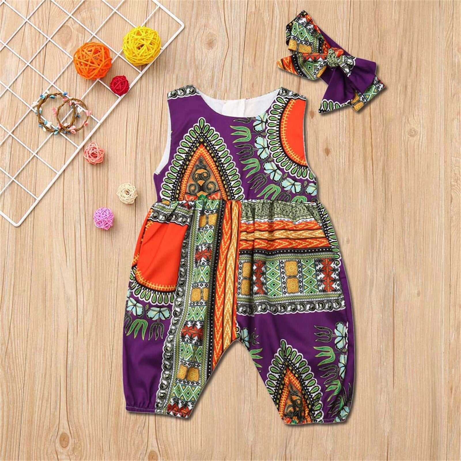 Baby Girls Dashiki Fashion Print Romper Summer African Dress - Afro Fashion Hive