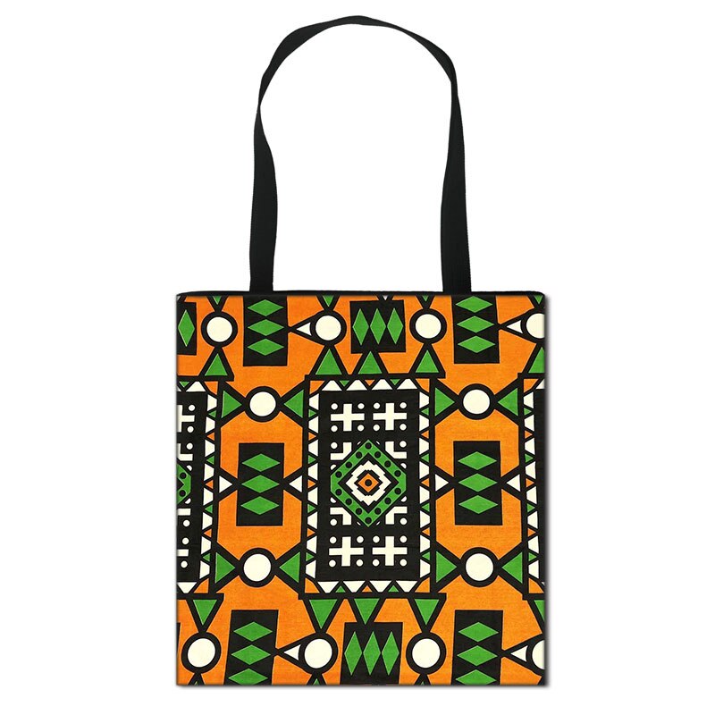 Women'S African Style Canvas Tote Traditional Printing Top-Handle Bag - Afro Fashion Hive