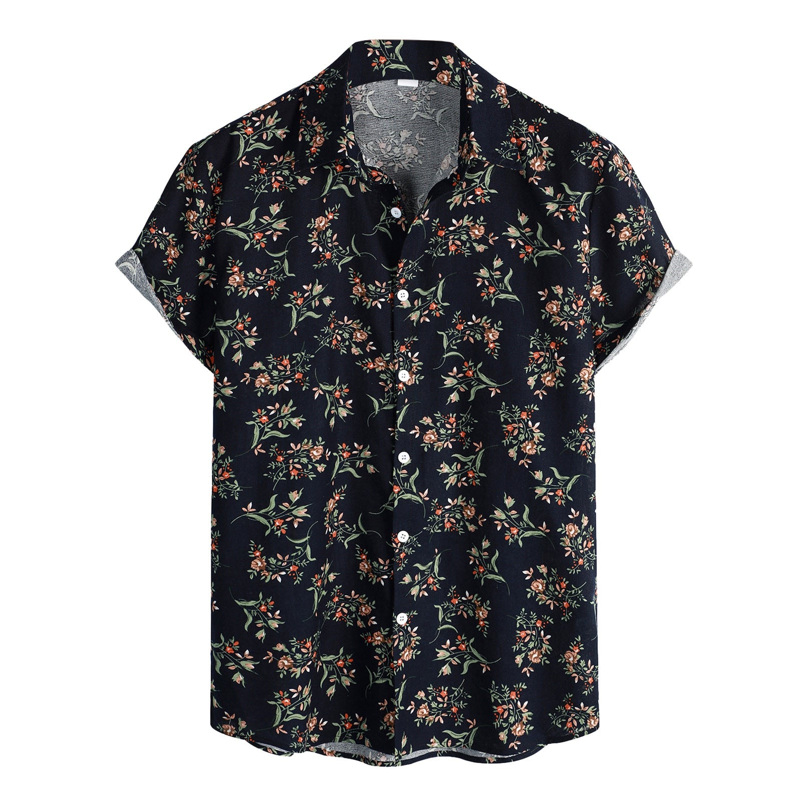 Men's Floral Summer Short Sleeve Cotton-Linen African Shirt - Afro Fashion Hive