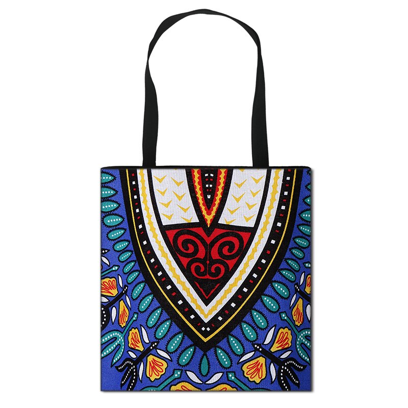 Women'S African Style Canvas Tote Traditional Printing Top-Handle Bag - Afro Fashion Hive