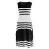 Women's Black White Stripe Sleeveless Casual Summer Round Neck Long Dress - Afro Fashion Hive