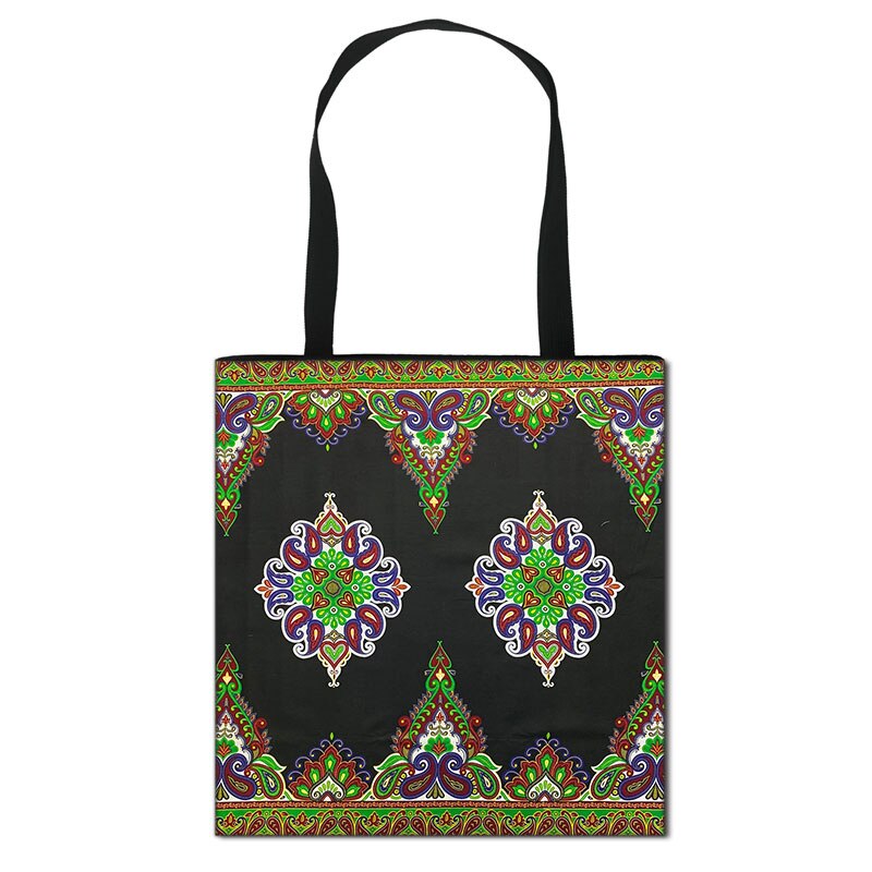 Women'S African Style Canvas Tote Traditional Printing Top-Handle Bag - Afro Fashion Hive