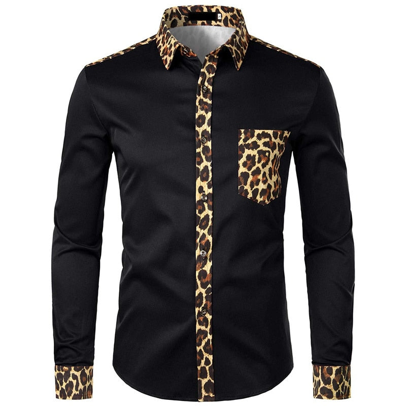 African Patchwork Pocket Print Ankara Style Long Sleeve Men's Shirt - Afro Fashion Hive