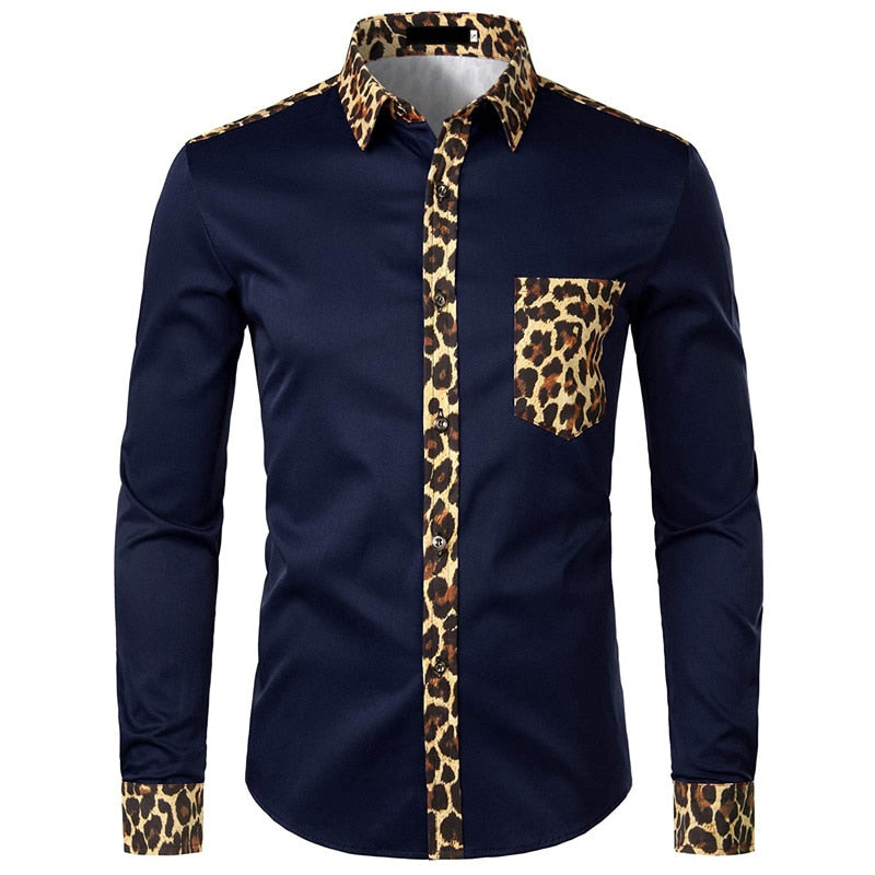 African Patchwork Pocket Print Ankara Style Long Sleeve Men's Shirt - Afro Fashion Hive