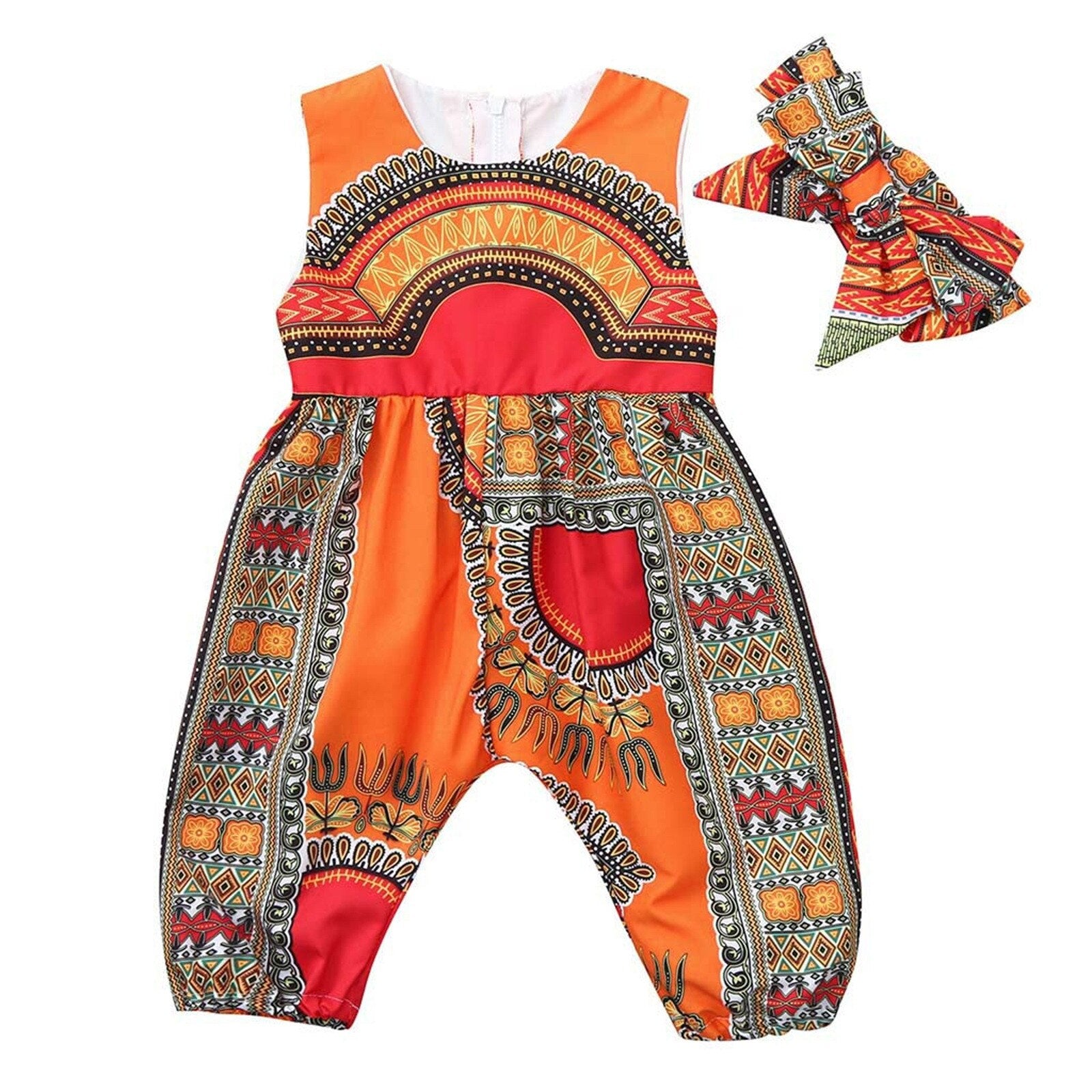 Baby Girls Dashiki Fashion Print Romper Summer African Dress - Afro Fashion Hive