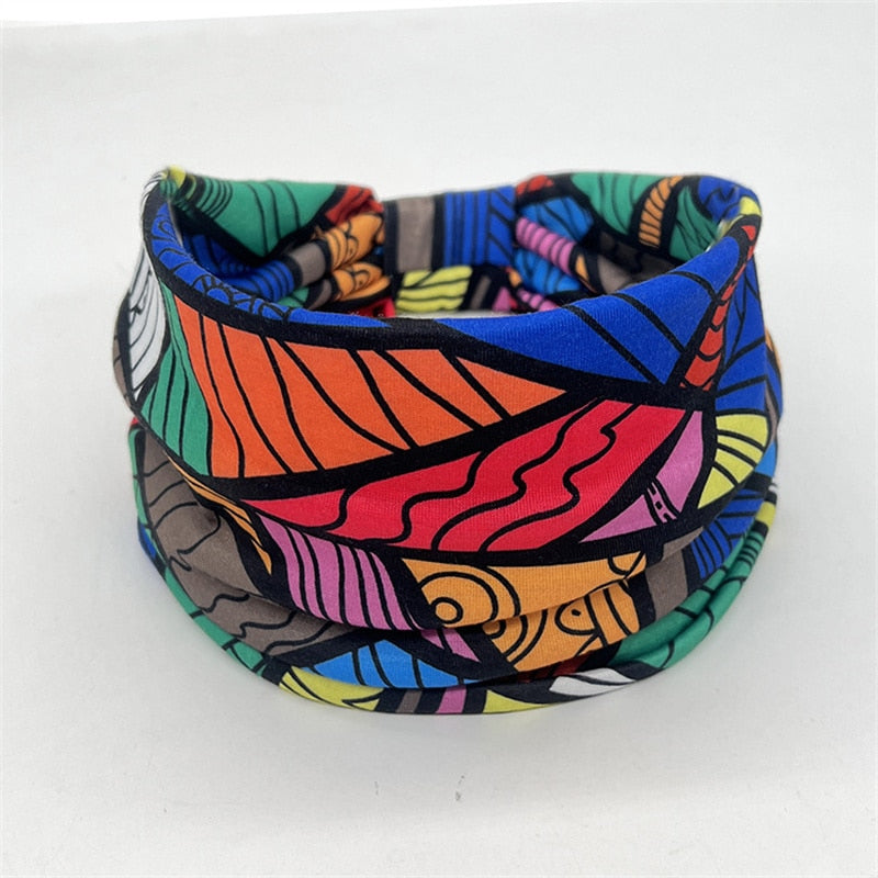 African Pattern Print Twist Style Salon Make Up Head Wrap Headband - Afro Fashion Hive