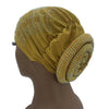 Women's Pleated Turban Cap with Padded Diamonds Design Elastic Headscarf