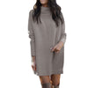 Women's Autumn Solid Long Sleeve Oversized Knitted Turtleneck Dress - Afro Fashion Hive